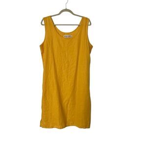 Jams World Vintage Yellow Linen Sleeveless Midi Shift Dress | Size XL